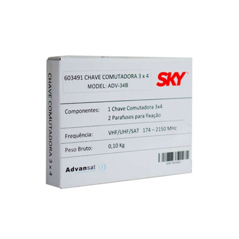 CHAVE COMUTADORA ADVANSAT 3X4 174 - 2150MHZ PARA USO SKY - ADV-34B