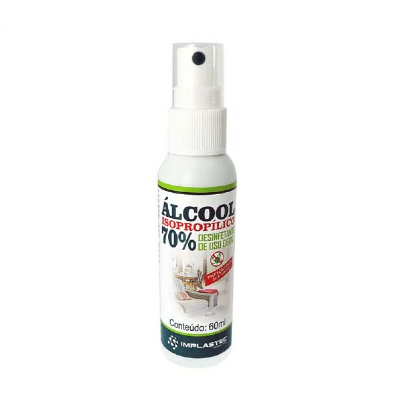 ALCOOL ISOPROPILICO IMPLASTEC 70% DESINFETANTE DE USO GERAL 60ML ...