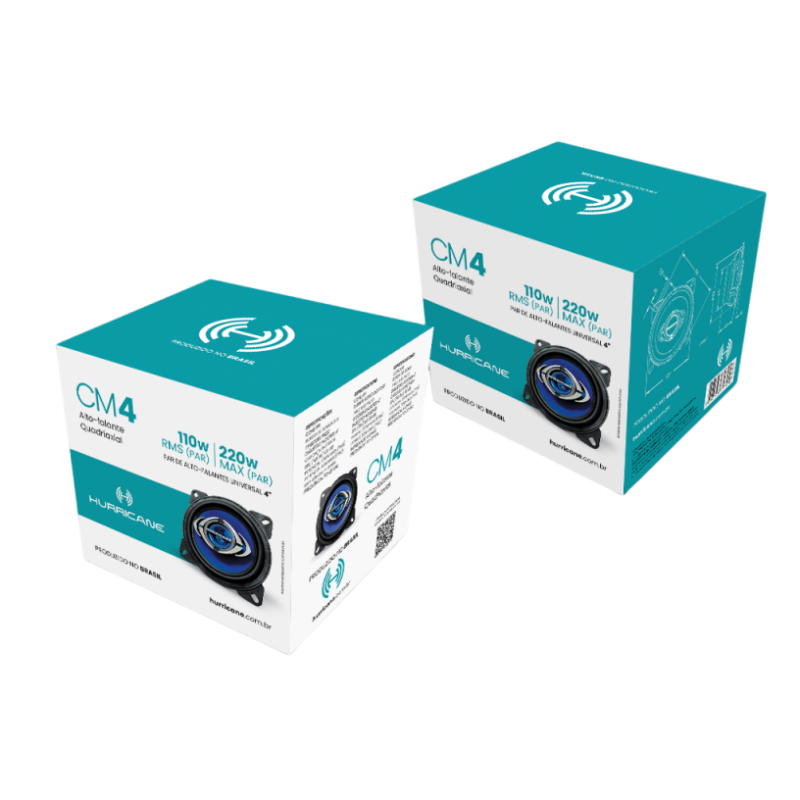 ALTO FALANTE HURRICANE LINHA CLASS QUADRIAXIAL 4'' 110W RMS CM4