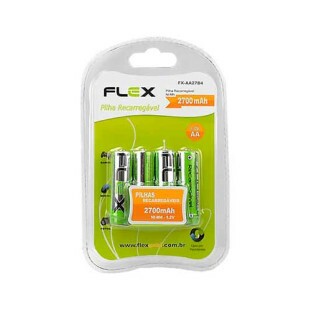 PILHA RECARREGAVEL FLEX GOLD AA 1,2V 2700MAH C/4 - FX-AA27B4