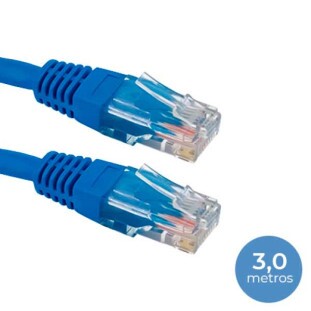 CABO DE REDE 5+ PATCH CORD CAT-5E UTP 3M AZUL - 018-1769