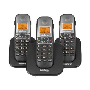 TELEFONE SEM FIO INTELBRAS COM DOIS RAMAL ADICIONAIS TS 5123 PRETO - 4125123