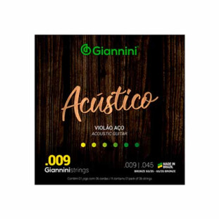 ENCORDOAMENTO PARA VIOLAO AÇO 6 CORDAS GIANNINI ACUSTICO BRONZE 65/35 GESWAL (.009 - .045) - 5923