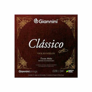 ENCORDOAMENTO PARA VIOLAO NAILON 6 CORDAS GIANNINI CLASSICO BRONZE 65/35 GENWPM MEDIA - 5935