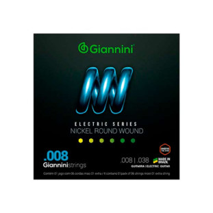 ENCORDOAMENTO PARA GUITARRA GIANNINI NICKEL ROUND WOUND GEEGST8 (.008 - .038) - 5955