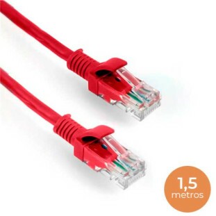 CABO DE REDE PLUS CABLE PATCH CORD CAT-5 UTP 1,5M VERMELHO - PC-ETHU15RD
