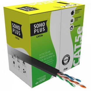 CABO LAN SOHO PLUS U/UTP CAT5E CMX 24 AWG 4P PRETO 100% COBRE (HOMOLOGADO ANATEL) (CX305M)