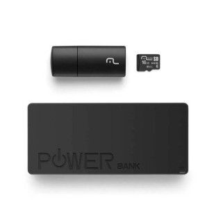 KIT POWER BANK MULTILASER 4000MAH + LEITOR DE CARTAO + CARTAO DE MEMORIA MICRO SD CLASSE 10 16GB PRETO - MC220 - FR