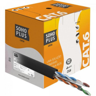 CABO LAN SOHO PLUS U/UTP CAT6E CMX 24 AWG 4P PRETO 100% COBRE (HOMOLOGADO ANATEL) (CX305M)