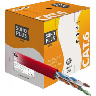 CABO LAN SOHO PLUS U/UTP CAT6E CMX 24 AWG 4P VERMELHO 100% COBRE (HOMOLOGADO ANATEL) (CX305M)