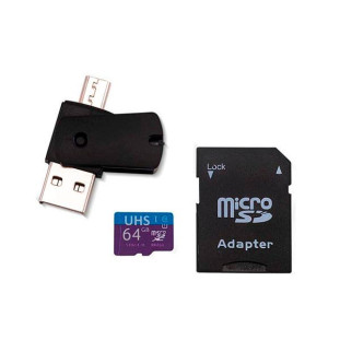 KIT 4 EM 1 MULTILASER CARTAO DE MEMORIA + ADAPTADOR USB DUAL DRIVE + ADAPTADOR SD 64GB ATE 80 MB/S DE VELOCIDADE - MC152