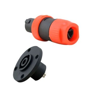 PLUG SPEAKON 4 VIAS CONJUNTO MACHO FEMEA YSR1247 YSR1242 PRETO E LARANJA - 064.0001.00297