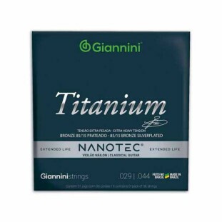 ENCORDOAMENTO PARA VIOLAO NAILON 6 CORDAS GIANNINI NANOTEC TITANIUM BRONZE 85/15 GENWXTA PN EXTRA PESADA - 25620