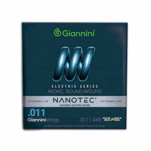 ENCORDOAMENTO PARA GUITARRA GIANNINI NANOTEC NICKEL ROUND WOUND GEEGST11 PN (.011 - .049) - 25605