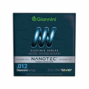 ENCORDOAMENTO PARA GUITARRA GIANNINI NANOTEC NICKEL ROUND WOUND GEEGST12 PN (.012 - .054) - 25608