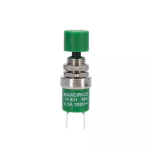 INTERRUPTOR PUSHBUTTON MARGIRIUS 18531 GDSTSE-CB NA UNIPOLAR 0,5A/250V VERDE - 12982