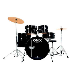 BATERIA ACUSTICA NAGANO 20/14 COMPLETA BANCO E PRATOS SKINNY ONIX ALL BLACK - SKINNY