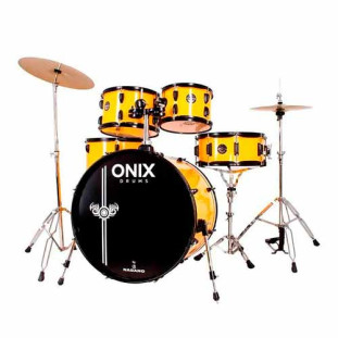 BATERIA ACUSTICA NAGANO 22/14 COMPLETA BANCO E PRATOS SMART ONIX BIG YELLOW - ONIX SMART