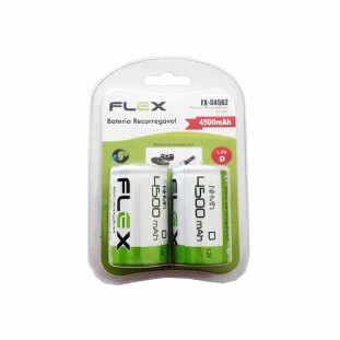 PILHA RECARREGAVEL FLEX GOLD D 1,2V 4500MAH C/2 - FX-D45B2