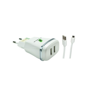 CARREGADOR ULTRA RAPIDO XCELL 3.1A 2 USB CABO MICRO USB EMBUTIDO 1M BRANCO -  XC-UR1 - FR