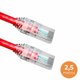 CABO DE REDE SOHO PLUS PATCH CORD U/UTP CAT-6 CMX T568A/B 2,5M VERMELHO - 35123009