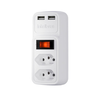 ADAPTADOR COM CARREGADOR 2 USB E 2 TOMADAS INTELBRAS EAC 202 BRANCO - 4824400 - FR