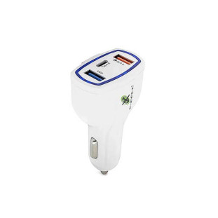 CARREGADOR VEICULAR XCELL 12/24V 4.0A 30W QUICK CHARGER 4.0 COM 2 USB + 1 USB-C BRANCO - XC-V15USB