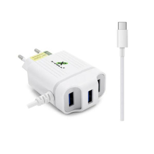 CARREGADOR ULTRA RAPIDO XCELL 4.1A COM 3 USB + CABO USB-C EMBUTIDO BRANCO - XC-TPC-UR23