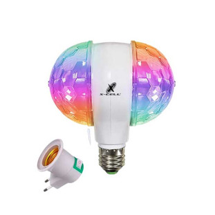LAMPADA LED RGB XCELL DUPLO GIRATORIO PARA FESTAS - XC-LL-01