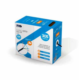 CABO PARA ALARME PROELETRONIC 4 PARES 24AWG 0,51MM PRETO (HOMOLOGADO ANATEL) (CX305M) - CACF-244P/03P