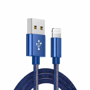 CABO USB XCELL 3.0A X LIGHTNING PARA IPHONE 1M AZUL EM NYLON REVESTIDO COM TECIDO JEANS - XC-CD-32