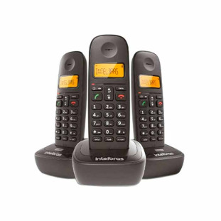 TELEFONE SEM FIO INTELBRAS COM DOIS RAMAIS ADICIONAIS TS 2513 PRETO - 4122513