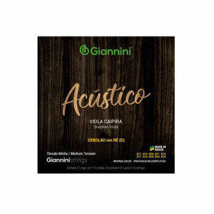 ENCORDOAMENTO PARA VIOLA GIANNINI ACUSTICO BRONZE 65/35 GESVAM CEBOLAO EM RE MEDIA - 20912