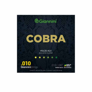 ENCORDOAMENTO PARA VIOLAO AÇO 6 CORDAS GIANNINI COBRA BRONZE 80/20 CA82XL (.010 - .047) - 16897