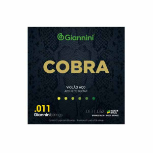 ENCORDOAMENTO PARA VIOLAO AÇO 6 CORDAS GIANNINI COBRA BRONZE 80/20 CA82SL (.011 - .052) - 17211