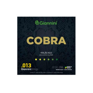 ENCORDOAMENTO PARA VIOLAO AÇO 6 CORDAS GIANNINI COBRA BRONZE 80/20 CA82M (.013 - .056) - 16899