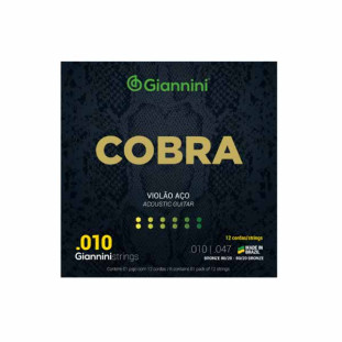 ENCORDOAMENTO PARA VIOLAO AÇO 12 CORDAS GIANNINI COBRA BRONZE 80/20 CA82L12 (.010 - .047) - 16900