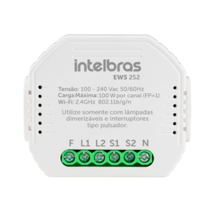 MINICONTROLADOR INTELBRAS DIMMER SMART WI-FI PARA 2 INTERRUPTORES EWS 252 - 4850032