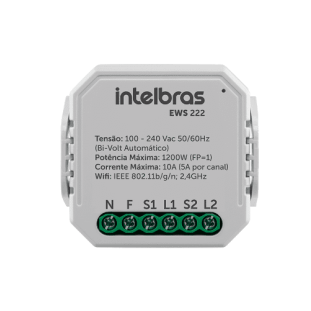 MINICONTROLADOR INTELBRAS SMART WI-FI PARA 2 INTERRUPTORES EWS 222 - 4850006