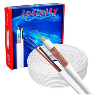 CABO COAXIAL INFINITY RF 4MM BRANCO + BIP EXTERNO 95% 100M COBRE - COAX036