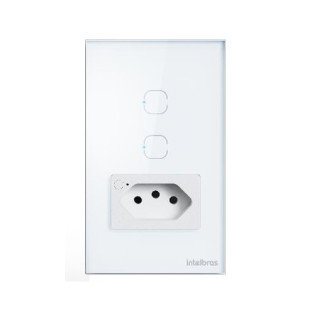 TOMADA SIMPLES COM 2 INTERRUPTOR INTELIGENTE INTELBRAS 10A SMART WI-FI ETS 2002 BRANCO - 4850068