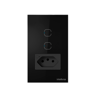 TOMADA SIMPLES COM 2 INTERRUPTOR INTELIGENTE INTELBRAS 10A SMART WI-FI ETS 2002 PRETO - 4850069
