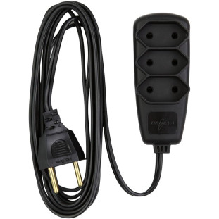 EXTENSAO SORT DANEVA 2 X 0,75 2P 10A PRETO 3M - DN1655