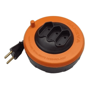EXTENSAO ENROLAR DANEVA PL 2 X 0,75 2P 10A 5M LARANJA - DN1495