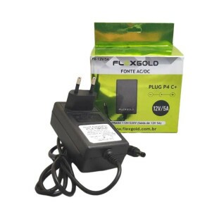 FONTE CHAVEDA FLEX GOLD PARA USO GERAL 12V 5A PLUG P4 5,5MM X 2,5MM (+ INTERNO) - FX-12V/5A