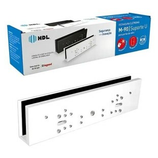 SUPORTE U PARA FECHADURA ELETROIMA HDL M90 180KG PORTA DE VIDRO BRANCA - 90.03.92.001