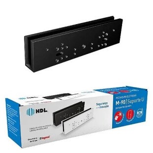 SUPORTE U PARA FECHADURA ELETROIMA HDL M90 180KG PORTA DE VIDRO PRETA - 90.03.92.000