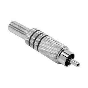 PLUG RCA METAL COM MOLA PRETO - PGRC0006