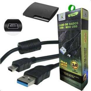 CABO USB XCELL 3.0A X MINI USB PRETO 3M C/ FILTRO P/ CARREGAR CONTROLE DE PST3 - XC-CAB5