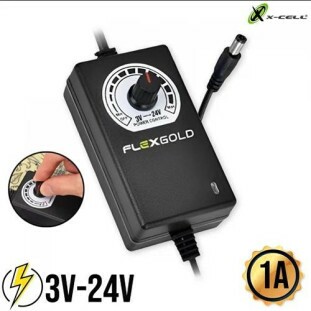 FONTE CHAVEADA FLEX GOLD AJUSTAVEL 3V-24V 1A PLUG P4 5,5MM X 2,5MM - FX-FT-02